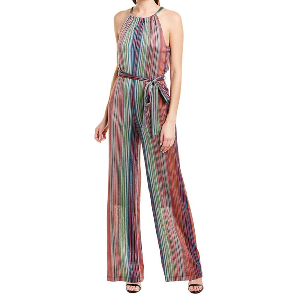 Trina Turk Jumpsuit Womens 2 Rainbow Striped One‎ Piece Vacation Colorful